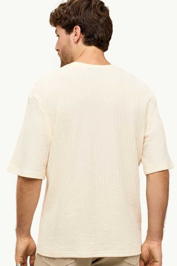 Uomo - T-shirt - relaxed fit - tessuto tramato - crema