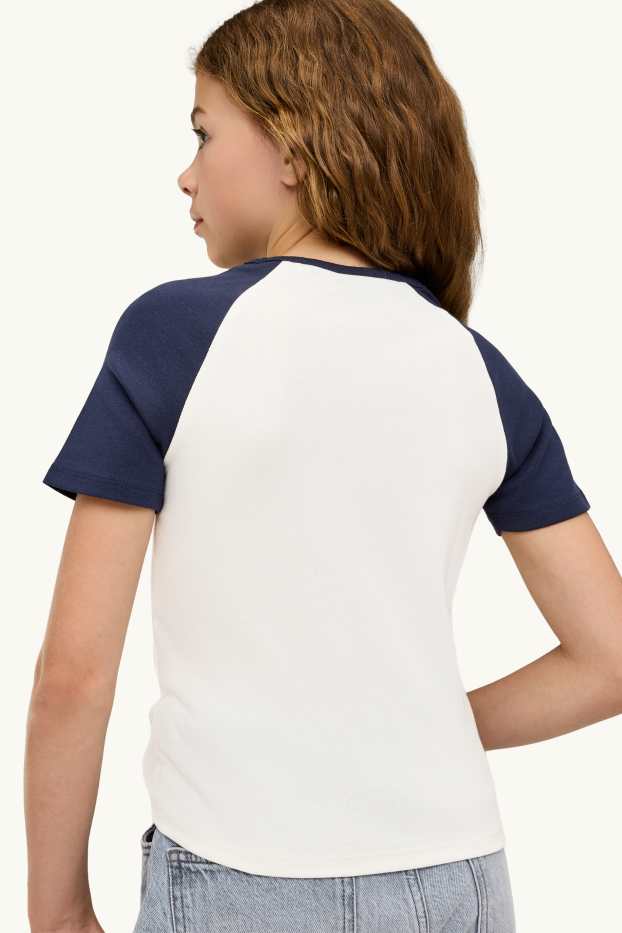 Kinder Mädchen - Vermont - Kurzarmshirt - weiß / schwarz
