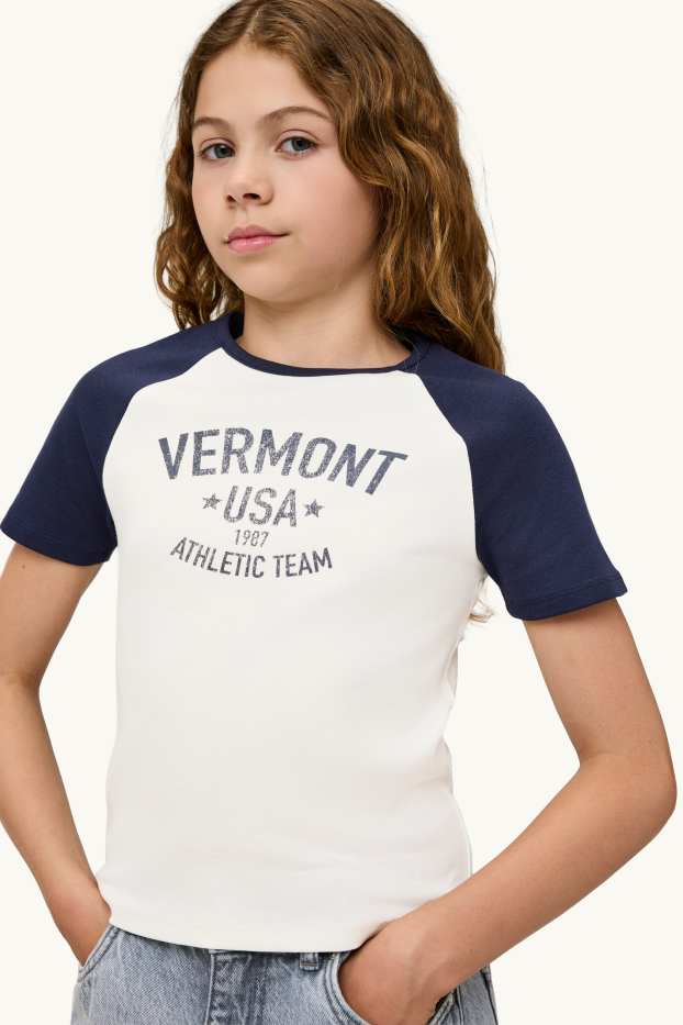 Kinder Mädchen - Vermont - Kurzarmshirt - weiß / schwarz