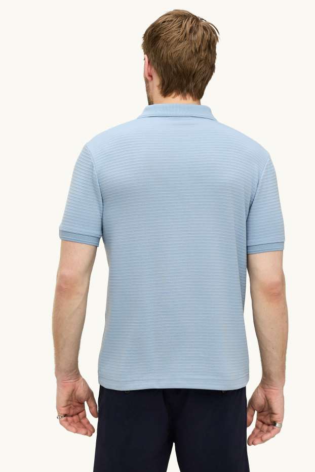 Herren - Poloshirt - Regular Fit - gerippt - blau