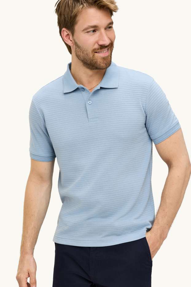 Herren - Poloshirt - Regular Fit - gerippt - blau