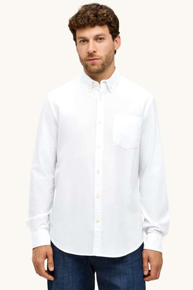 Pánské - Košile - regular fit - button-down - bílá