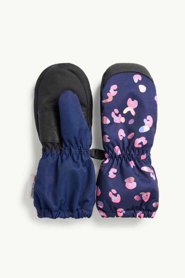 Kinderen: meisjes - Wanten - waterdicht - met patroon - blauw / fuchsiarood