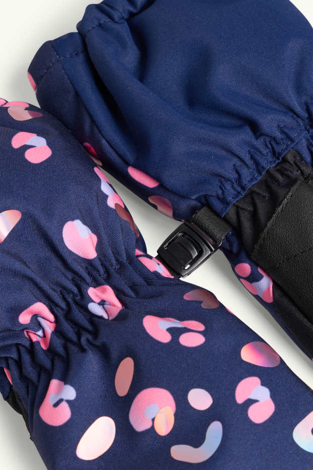Kinderen: meisjes - Wanten - waterdicht - met patroon - blauw / fuchsiarood