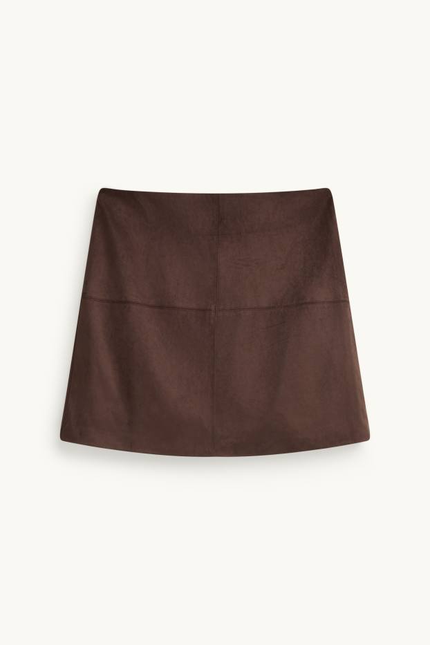 Damen - Rock - Velourslederimitat - braun