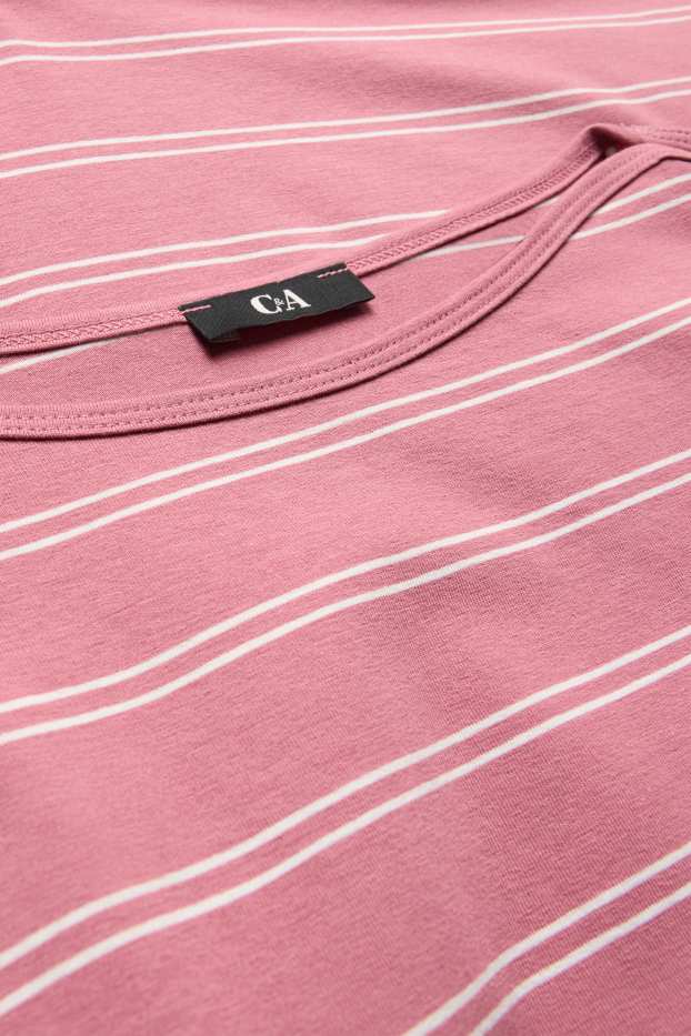 Women - Long sleeve top - regular fit - striped - rose