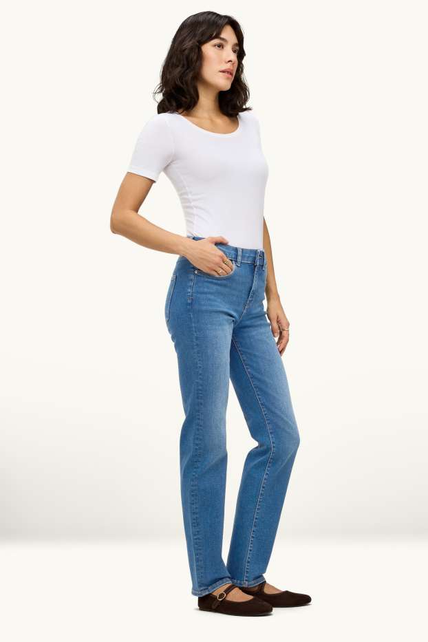 Damen - Straight Jeans - Mid Waist - Shaping-Jeans - LYCRA® - jeansblau