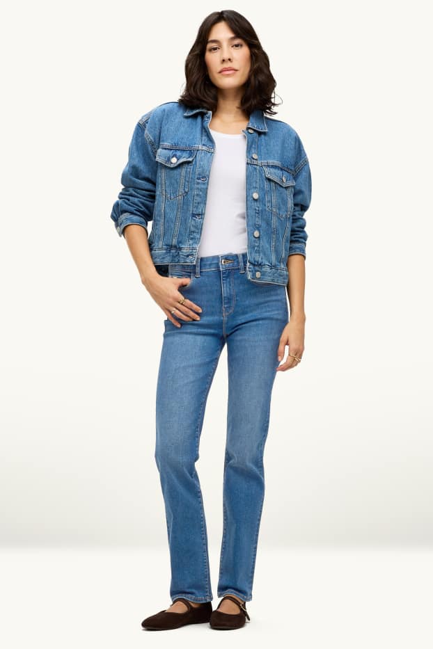 Damen - Straight Jeans - Mid Waist - Shaping-Jeans - LYCRA® - jeansblau