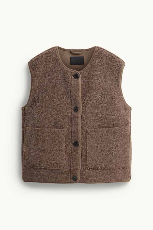 Donna - Gilet effetto peluche - marrone