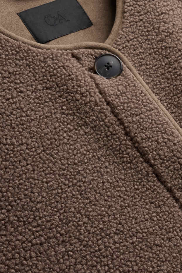 Donna - Gilet effetto peluche - marrone