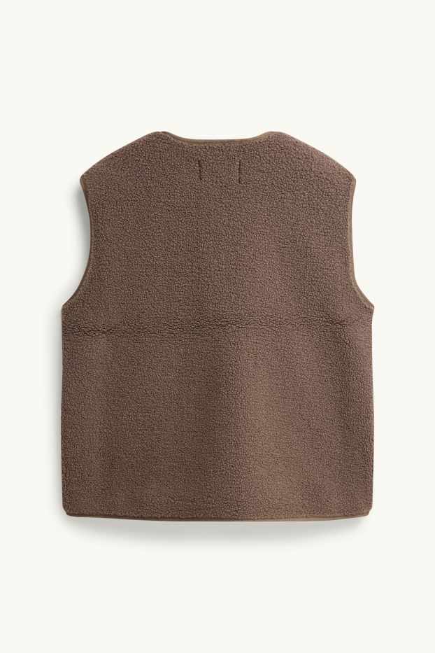 Donna - Gilet effetto peluche - marrone