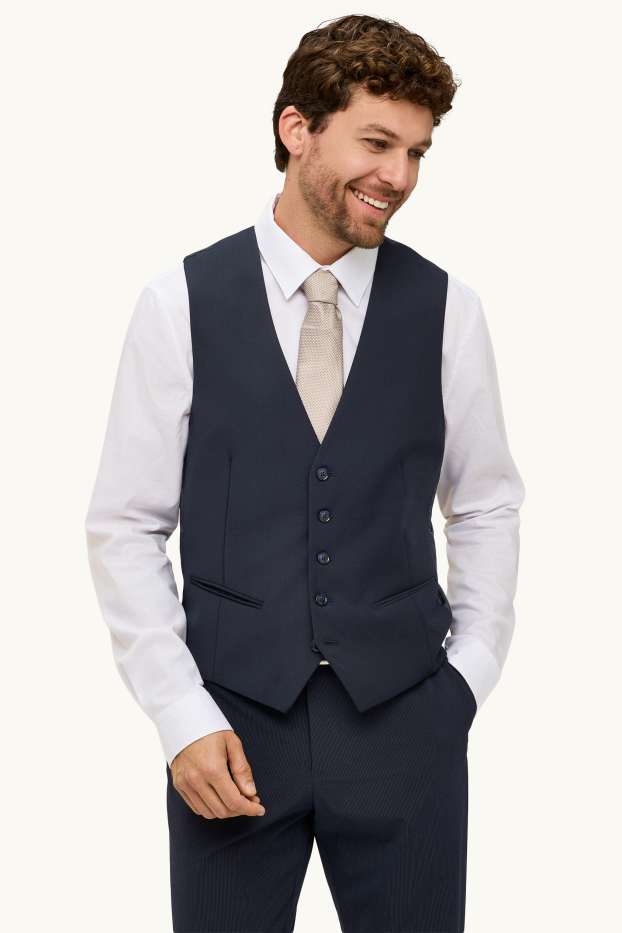 Men - Waistcoat - regular fit - Flex - wool blend - dark blue