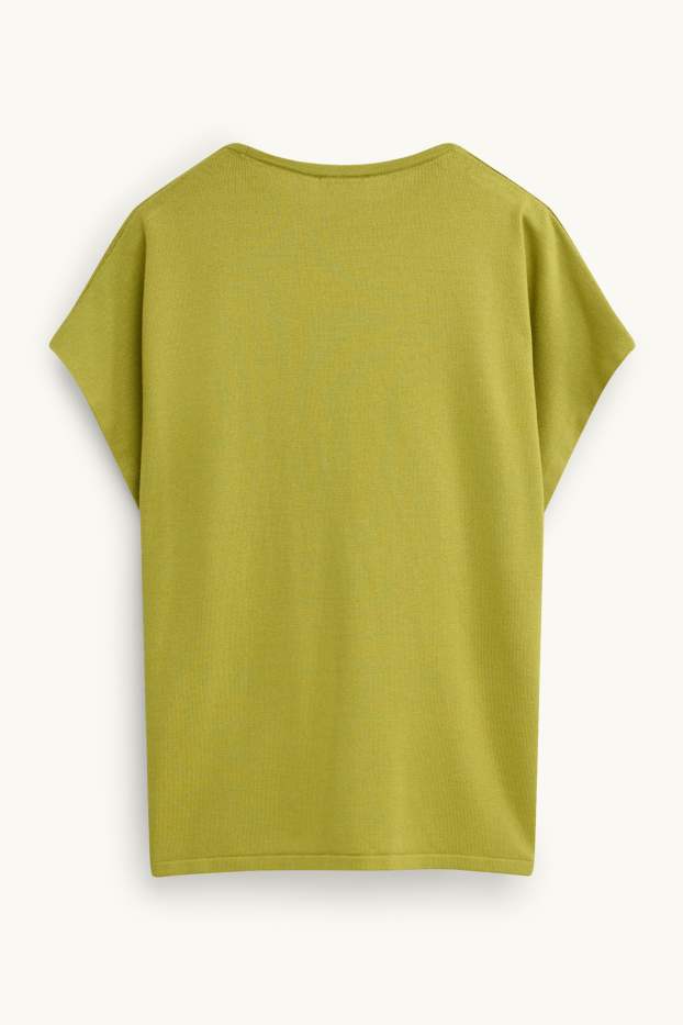 Damen - Strickpullover - kurzarm - grün