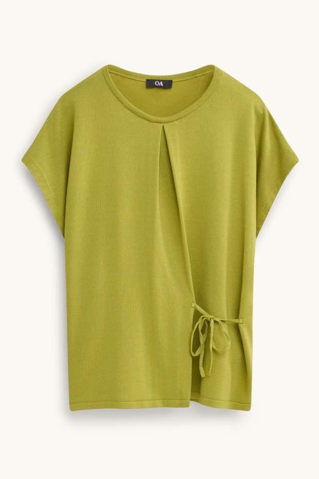 Damen - Strickpullover - kurzarm - grün