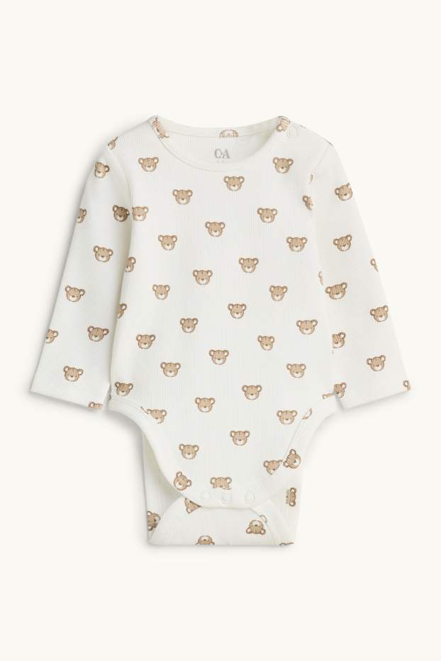 Baby: jongens - Beertje - newbornoutfit - 2-delig - blauw / wit