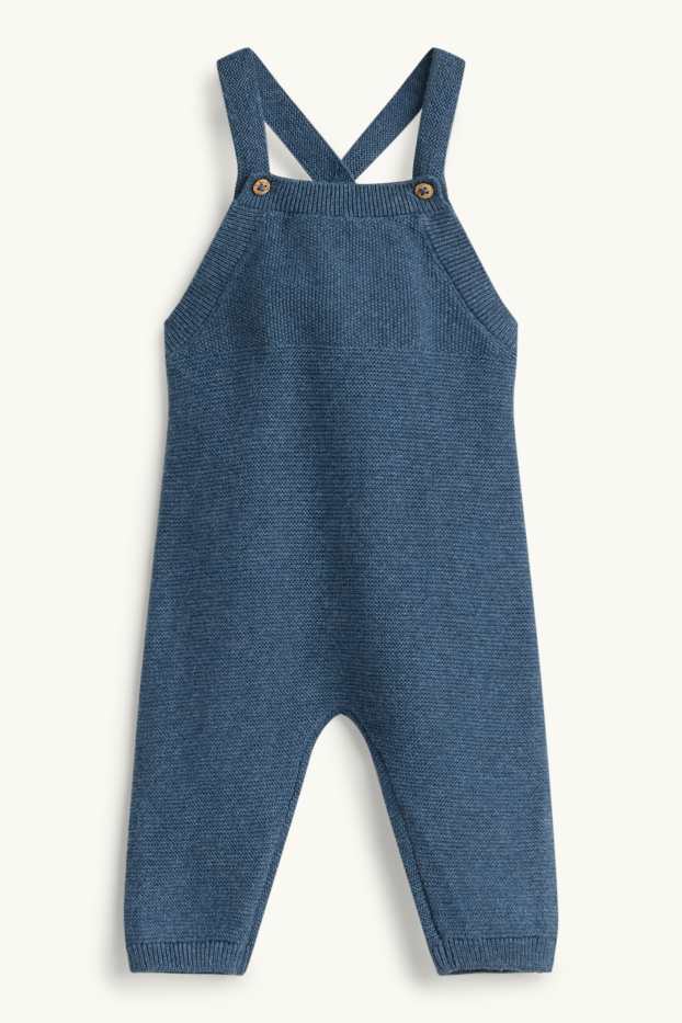 Baby: jongens - Beertje - newbornoutfit - 2-delig - blauw / wit