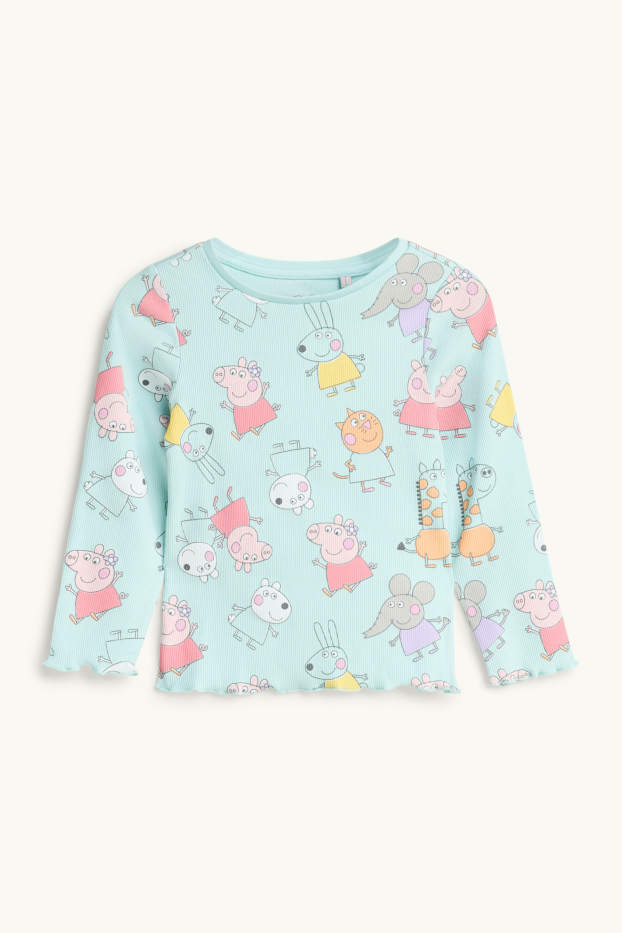 Kinder Mädchen - Peppa Wutz - Pyjama - 2 teilig - gerippt - hellblau