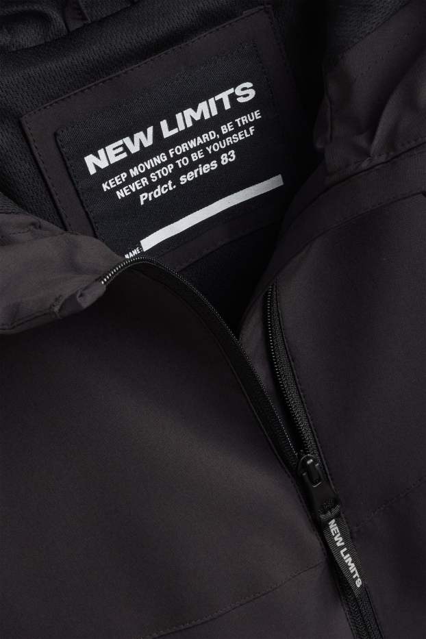 Kinder Jungen - Jacke mit Kapuze - wasserabweisend - schwarz