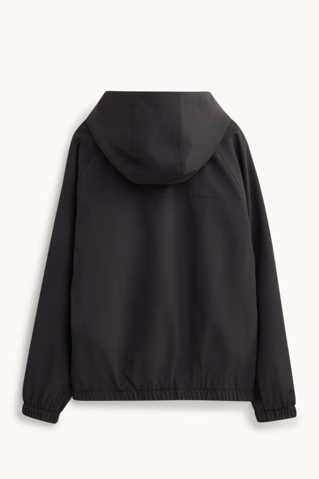 Kinder Jungen - Jacke mit Kapuze - wasserabweisend - schwarz
