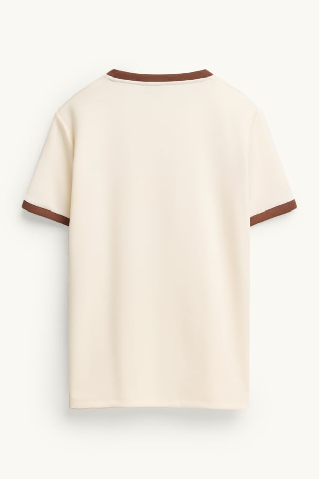 Femei - Tricou - maro / alb-crem