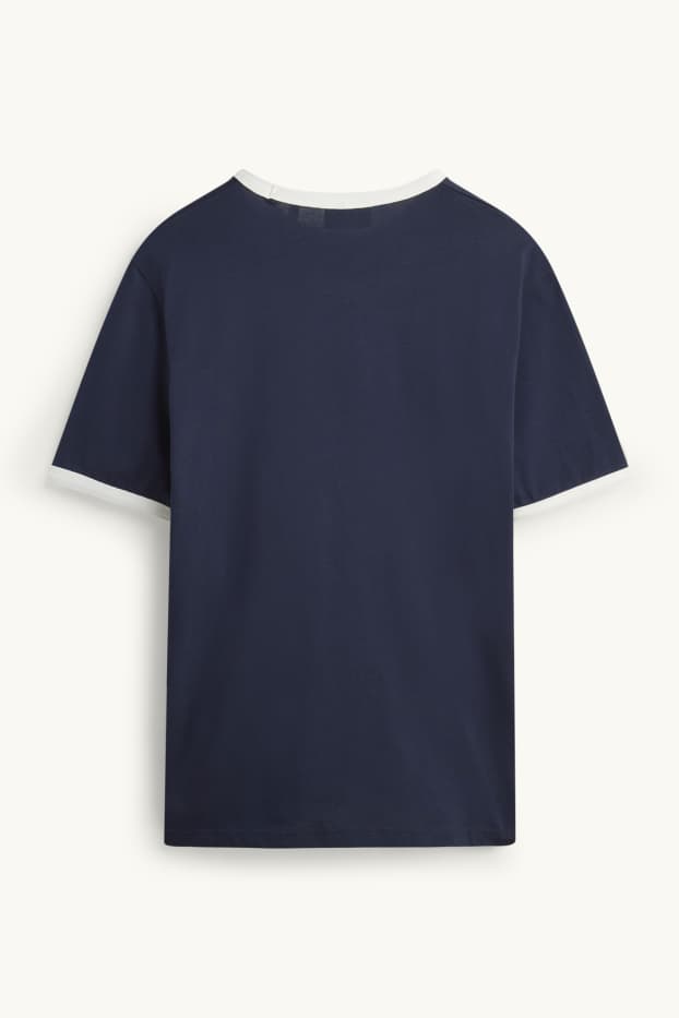 Heren - T-shirt - donkerblauw / wit