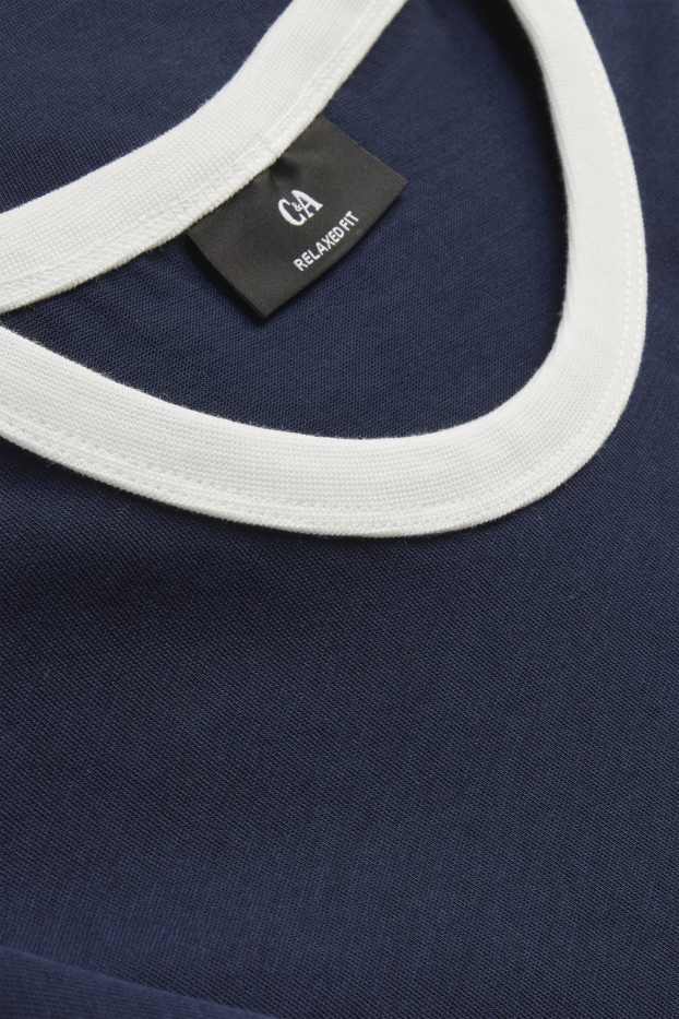 Heren - T-shirt - donkerblauw / wit