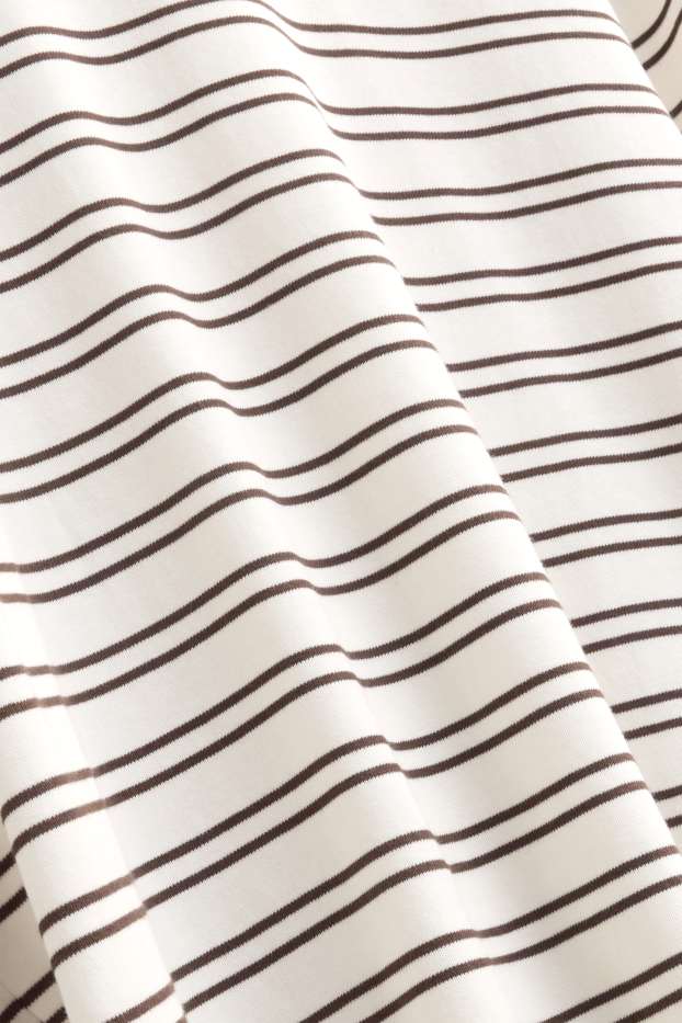 Hommes - Haut à manches longues - relaxed fit - à rayures - marron / blanc crème