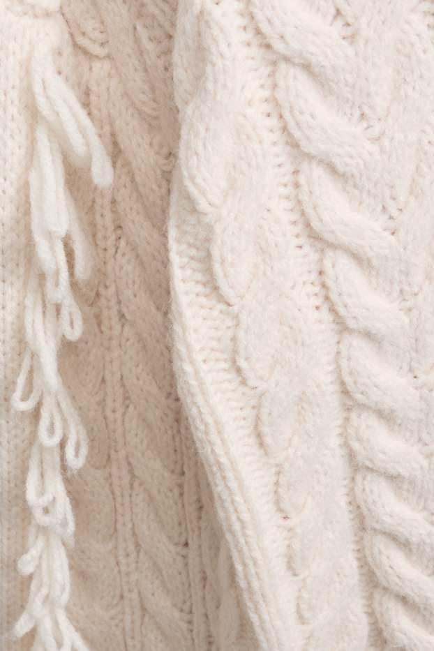 Damen - Pullover - Zopfmuster - cremefarben