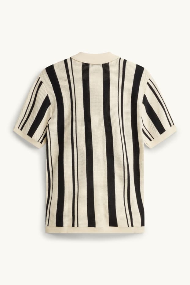 Hommes - Chemise en maille - relaxed fit - col kent - à rayures - blanc crème