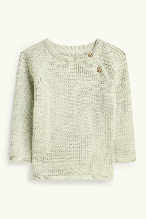 Baby Buben - Erstlingsoutfit - 2 teilig - Zopfmuster - hellgrün