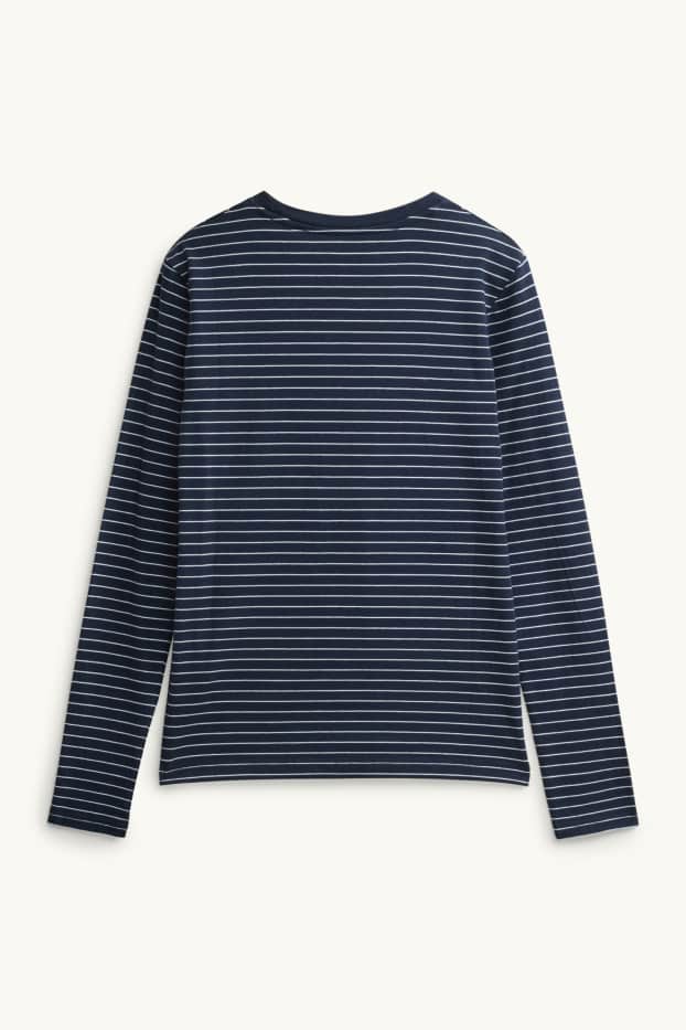 Femmes - Haut à manches longues - slim fit - à rayures - bleu / blanc