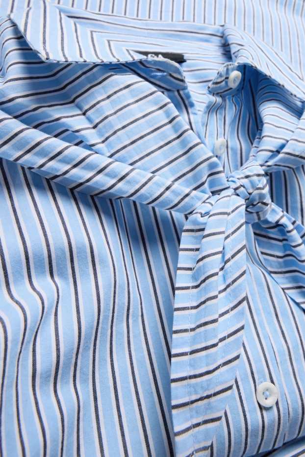 Women - Set - shirt blouse and neckerchief - striped - light blue