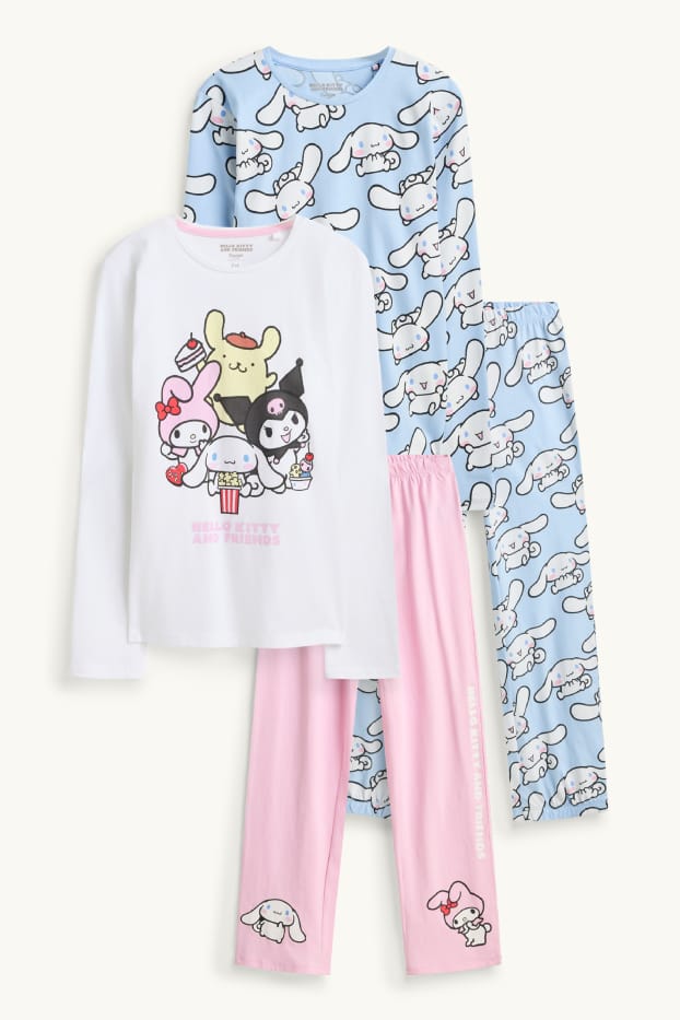 Kinder Mädchen - Multipack 2er - Hello Kitty and Friends - Pyjama - 4 teilig - weiß / blau