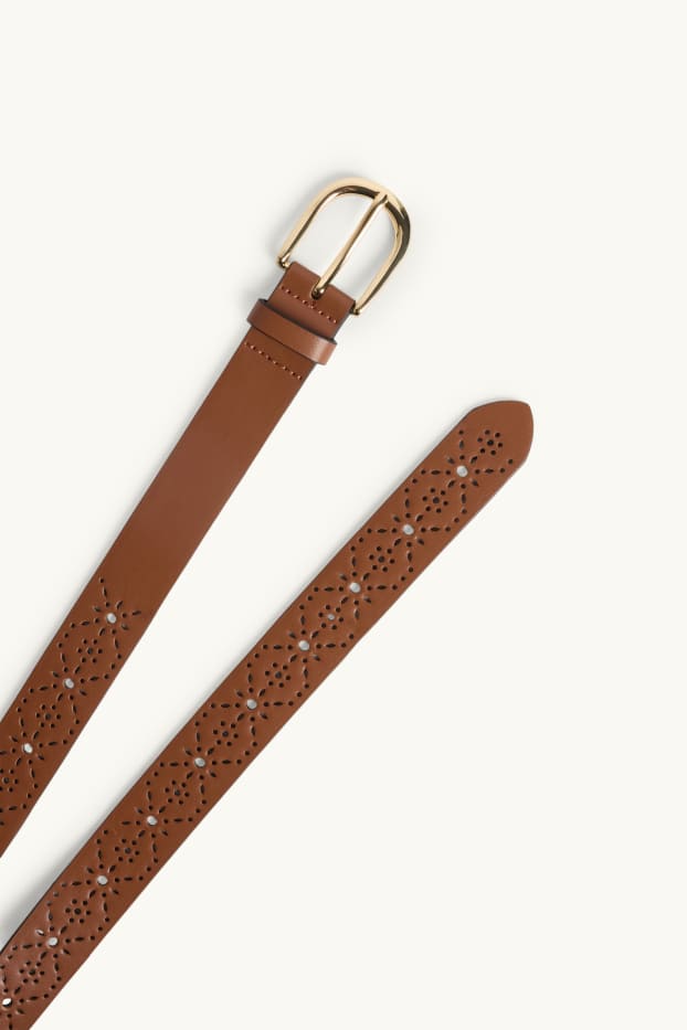 Femmes - Ceinture - matière synthétique - marron / or