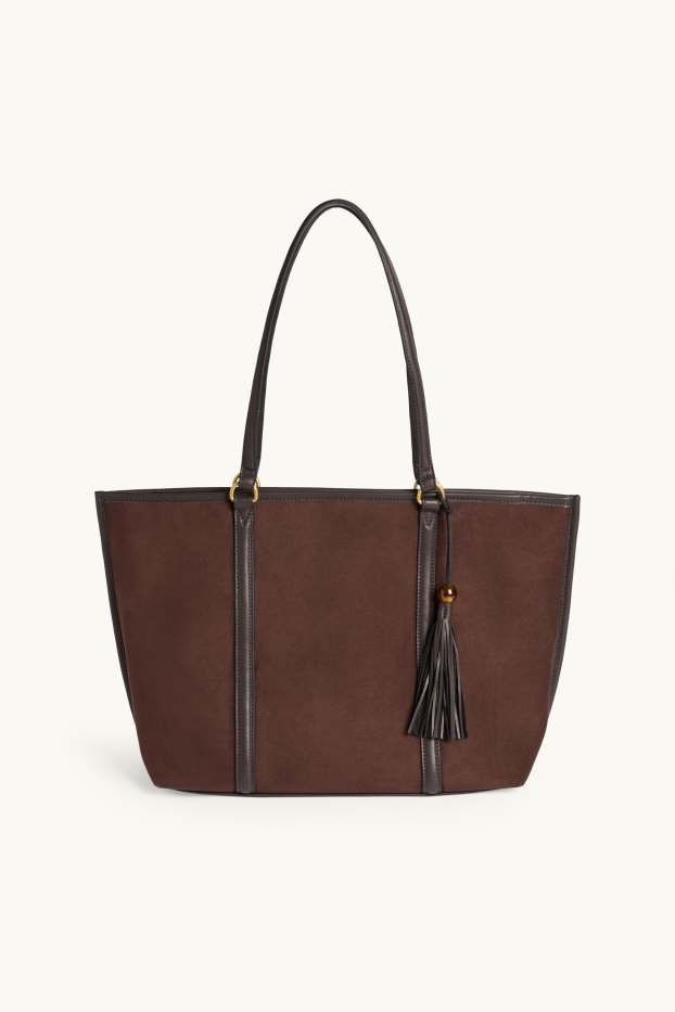 Donna - Shopper grande - similpelle scamosciata - marrone