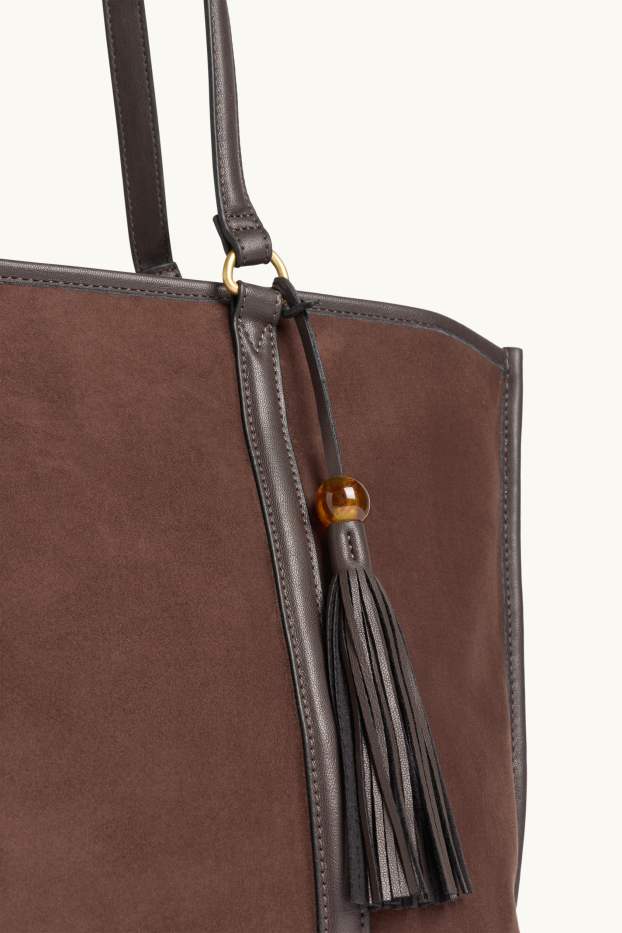 Donna - Shopper grande - similpelle scamosciata - marrone