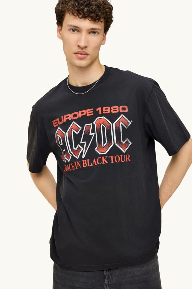 Heren - T-shirt - relaxed fit - AC/DC - antraciet