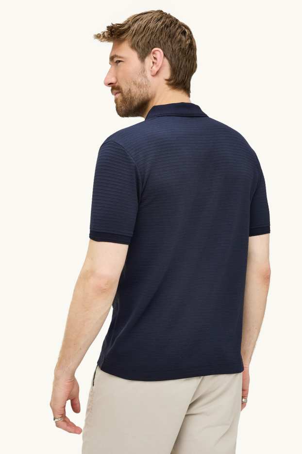 Uomo - Polo - regular fit - a coste - blu scuro