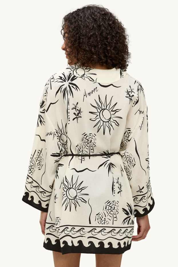 Donna - Kimono - fantasia - bianco crema