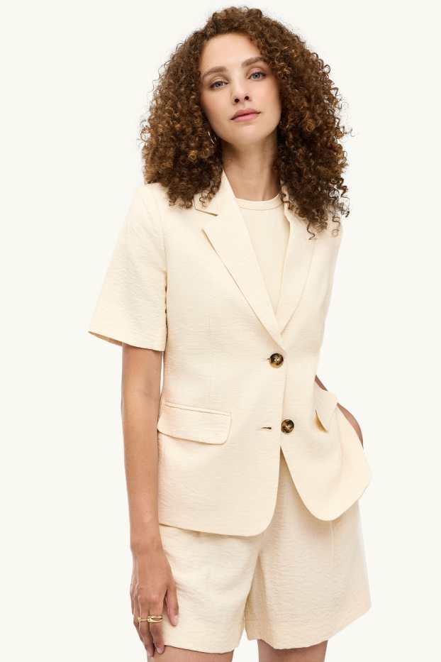 Damen - Business-Blazer - Regular Fit - cremefarben