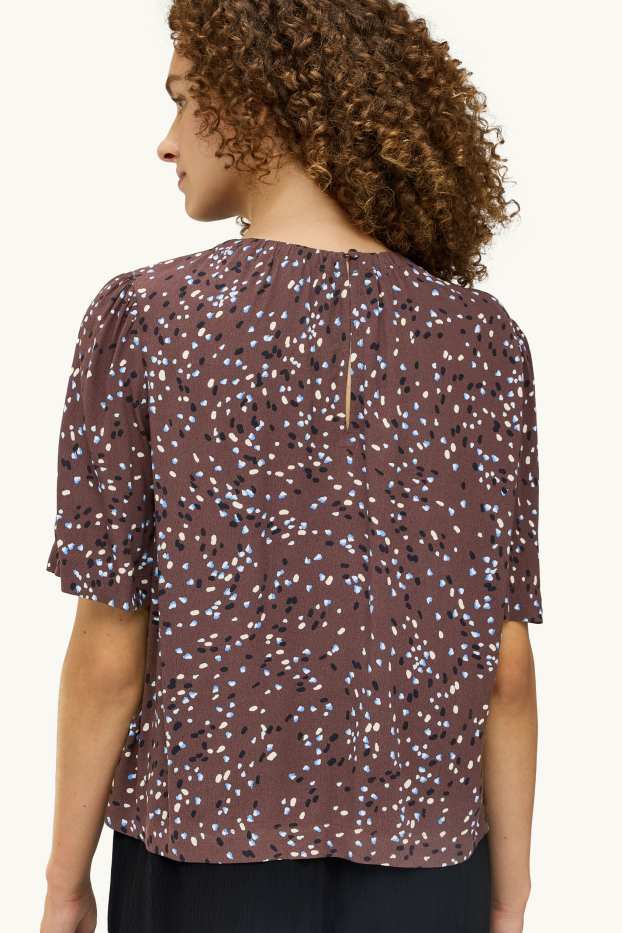 Damen - Bluse - gepunktet - braun