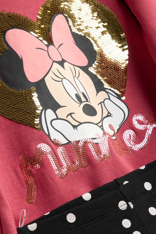 Copii - Fete - Minnie Mouse - set - bluză de molton și colanți - 2 piese - bordo / negru