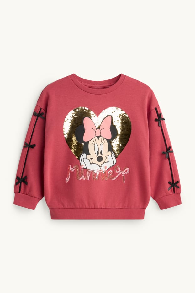 Copii - Fete - Minnie Mouse - set - bluză de molton și colanți - 2 piese - bordo / negru