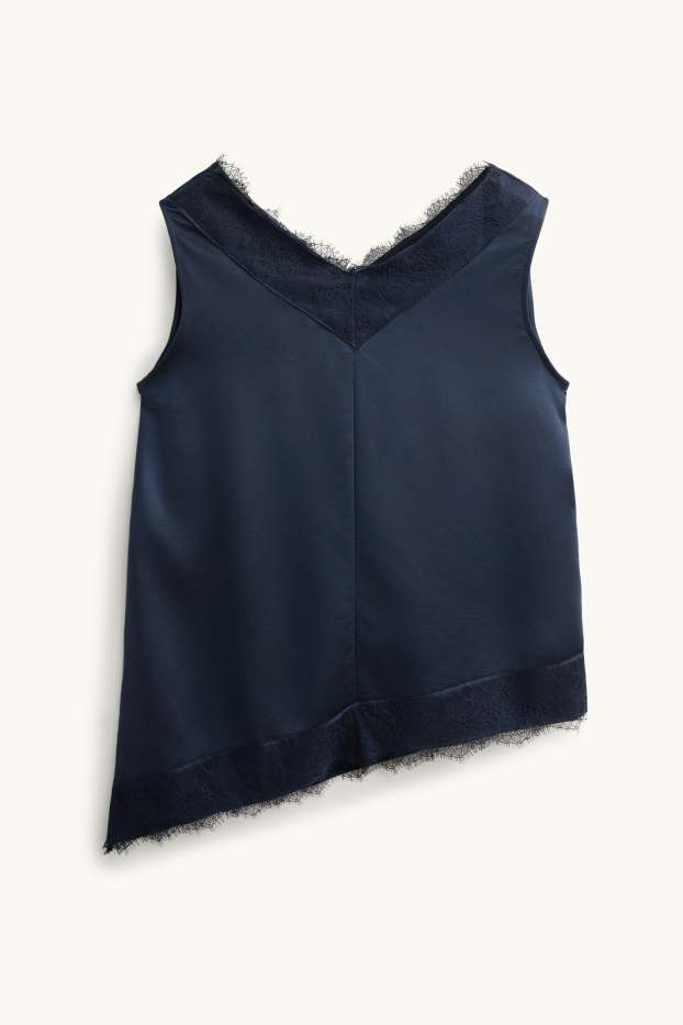Damen - Satin-Blusentop - dunkelblau