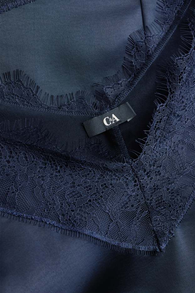 Damen - Satin-Blusentop - dunkelblau