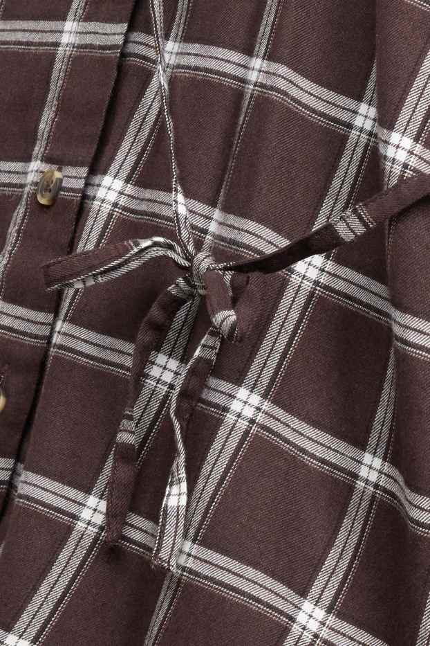 Dona - Brusa camisera - de quadres - marró