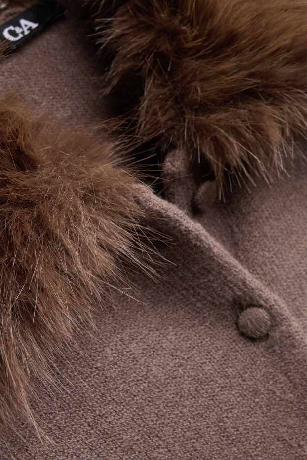 Donna - Cardigan con riporto di ecopelliccia - tortora