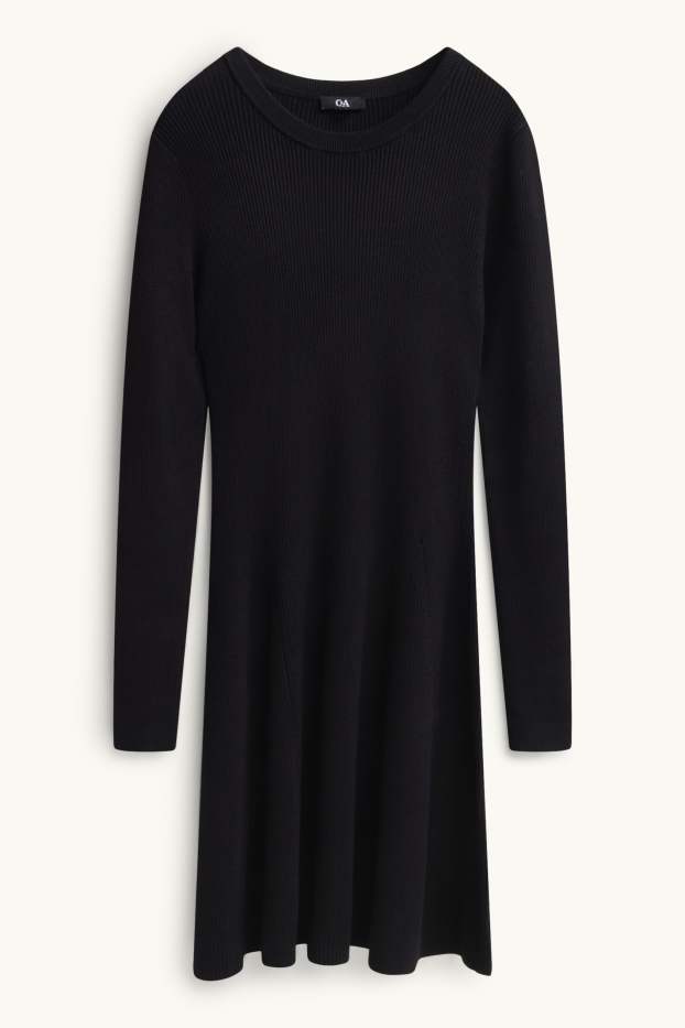 Damen - Strickkleid - schwarz
