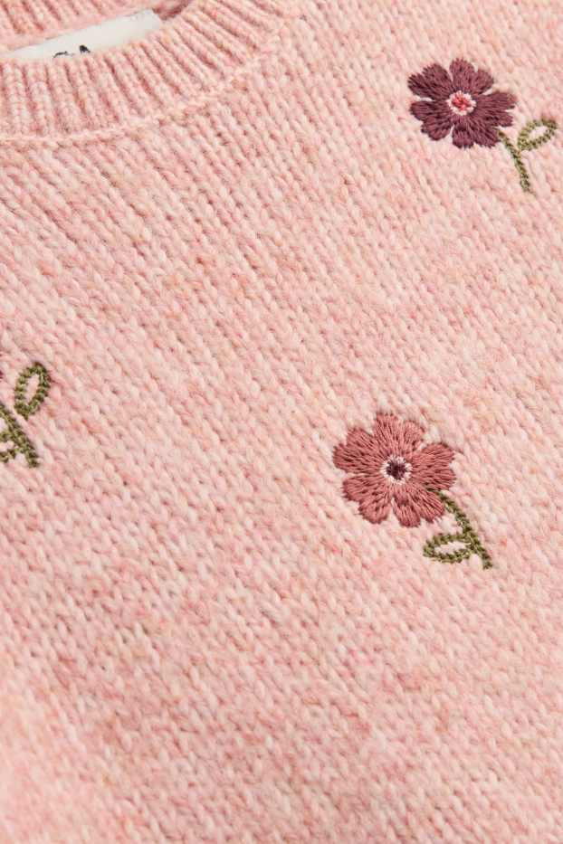 Bambine - Maglione - fiori - rosa pallido