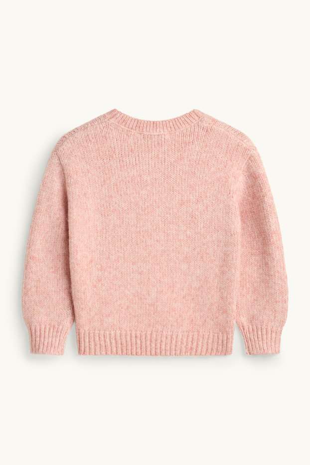 Bambine - Maglione - fiori - rosa pallido